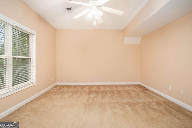 4236 Providence Ln, Tucker, GA 30084 - empty room with baseboards, carpet floors, visible vents, and a ceiling fan