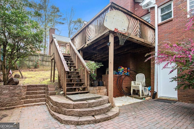 4236 Providence Ln, Tucker, GA 30084 - view of patio / terrace featuring stairs, a wooden deck, and fence