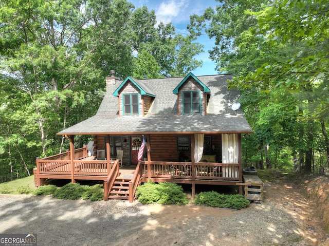 54 Channing Holw, Morganton, GA 30560 - view of front of home featuring a chimney, roof with shingles, and log exterior