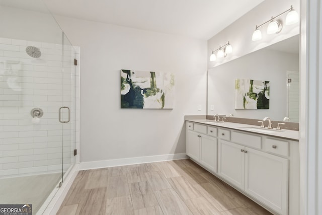 5726 Taylor Way, Sandy Springs, GA 30342 - bathroom with double vanity and a shower stall