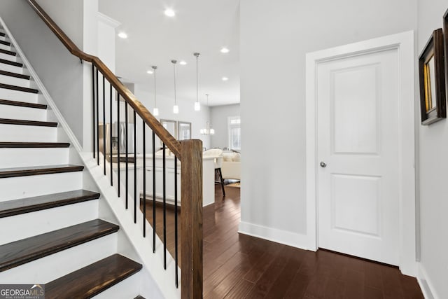 5726 Taylor Way, Sandy Springs, GA 30342 - staircase featuring wood finished floors and recessed lighting