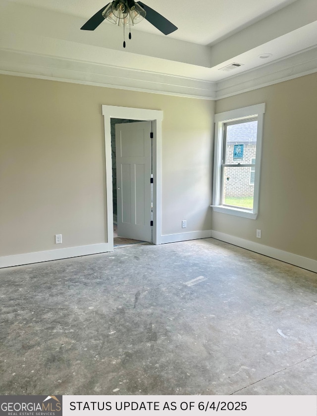 107 Tilden Way, Perry, GA 31069 - empty room featuring crown molding, ceiling fan, and a tray ceiling