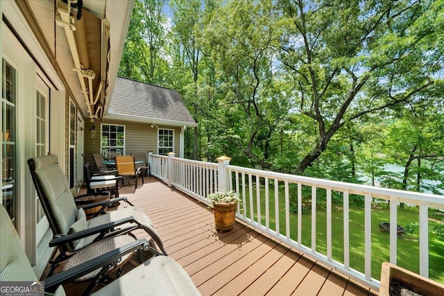 deck with a lawn
