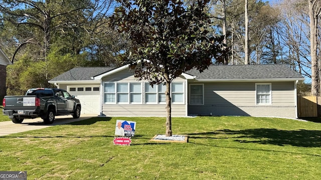 1655 Cherry Hill Rd SW, Conyers, GA 30094 - single story home with driveway, fence, brick siding, an attached garage, and a front yard