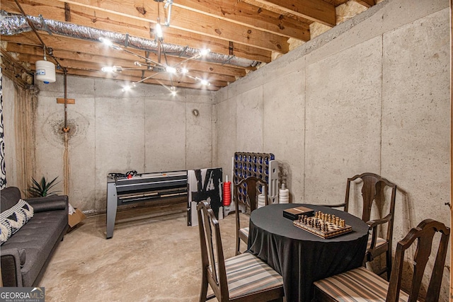 view of unfinished basement