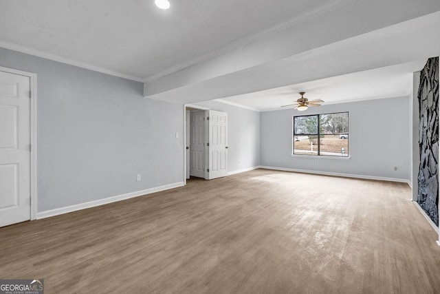 8443 Park Ridge Ln, Riverdale, GA 30274 - interior space featuring baseboards, ornamental molding, wood finished floors, and ceiling fan