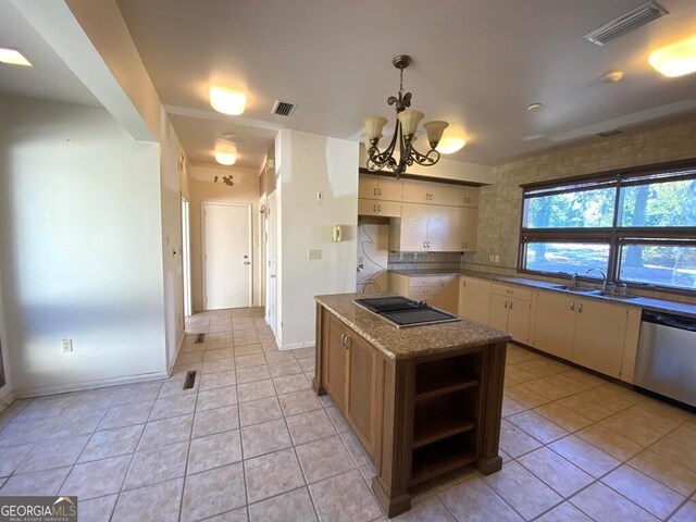 608 Pine Point Ct, Valdosta, GA 31602 - kitchen featuring black electric cooktop, visible vents, a sink, and stainless steel dishwasher