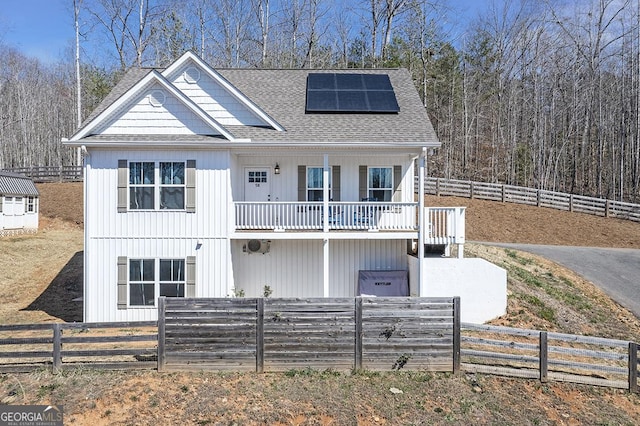 58 Estate Dr, Dahlonega, GA 30533 - view of front of property featuring roof mounted solar panels and a shingled roof