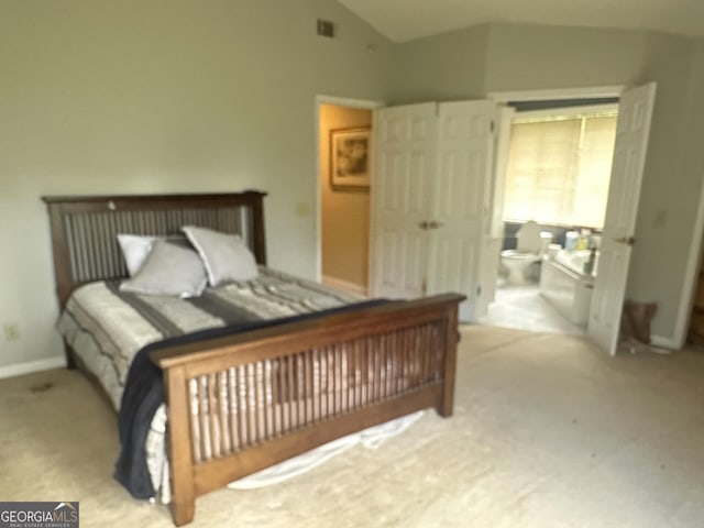 78 Ramblin Rose Ln, Rabun Gap, GA 30568 - bedroom with vaulted ceiling, carpet, and baseboards