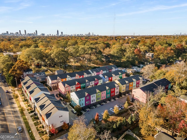 birds eye view of property with a city view
