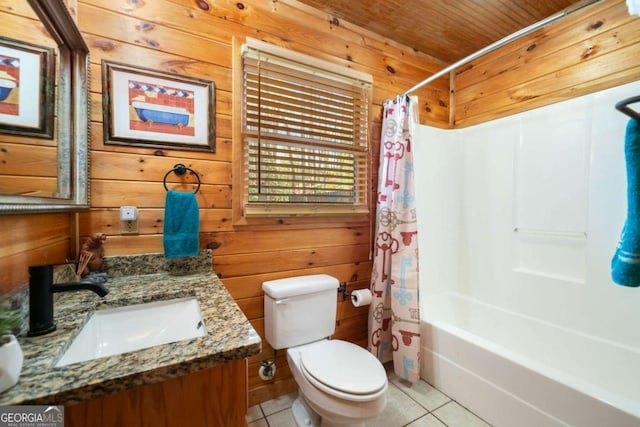 27 Alpine Dr Unit 3625, Ellijay, GA 30540 - bathroom featuring tile patterned floors, wood walls, vanity, and shower / bath combo