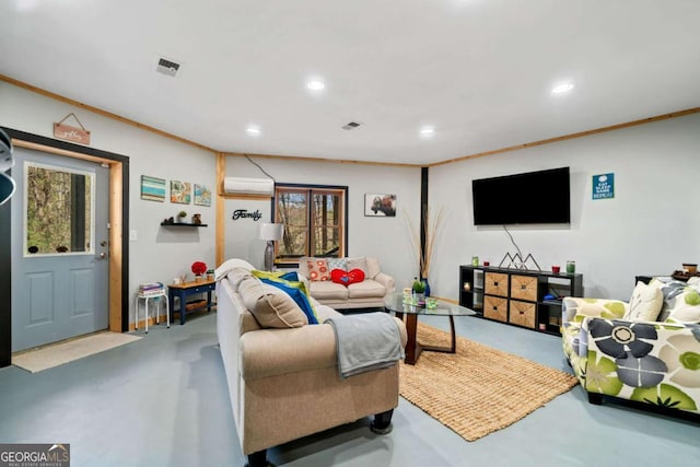 27 Alpine Dr Unit 3625, Ellijay, GA 30540 - living room featuring concrete floors, recessed lighting, and ornamental molding