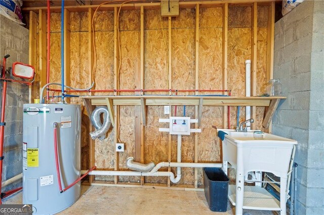 1759 Moccasin Gap Rd, Lula, GA 30554 - utility room featuring electric water heater