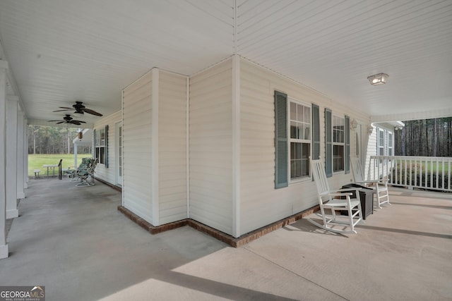 548 Sand Hill Rd, Brooklet, GA 30415 - view of patio with a porch and a ceiling fan