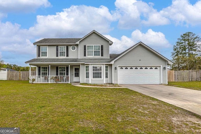 104 Sugar Maple Way, Kingsland, GA 31548 - view of front of home featuring a porch, concrete driveway, an attached garage, and roof with shingles