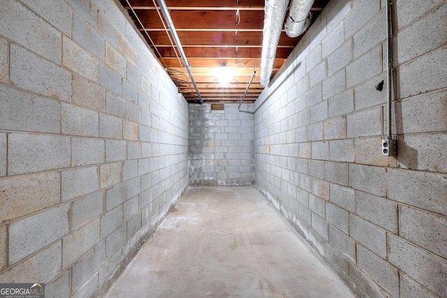 view of unfinished basement