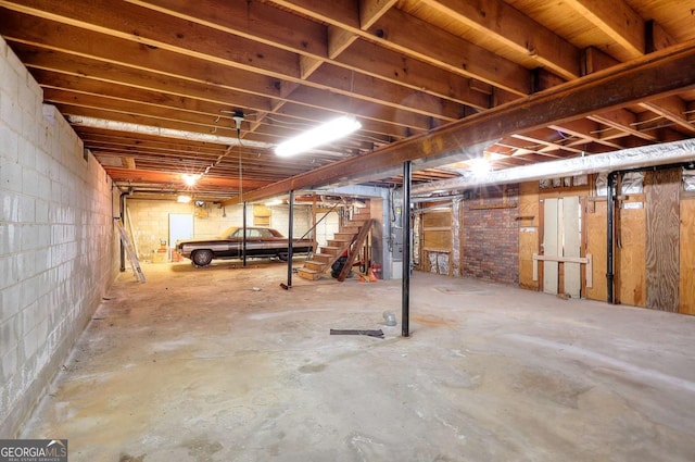 unfinished below grade area with stairway