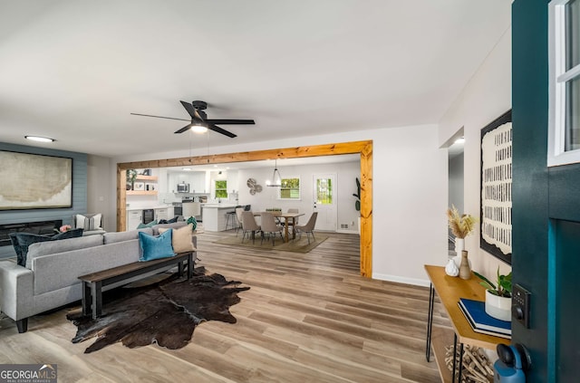3069 Thrasher Cir, Decatur, GA 30032 - living area with wood finished floors and a ceiling fan