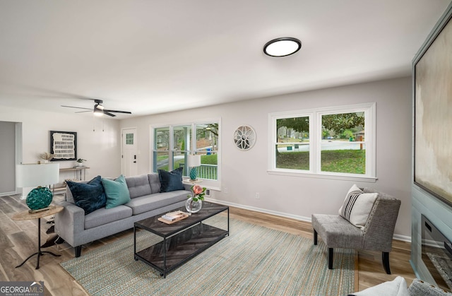 3069 Thrasher Cir, Decatur, GA 30032 - living room featuring wood finished floors and ceiling fan