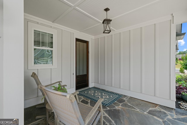 entrance to property with board and batten siding