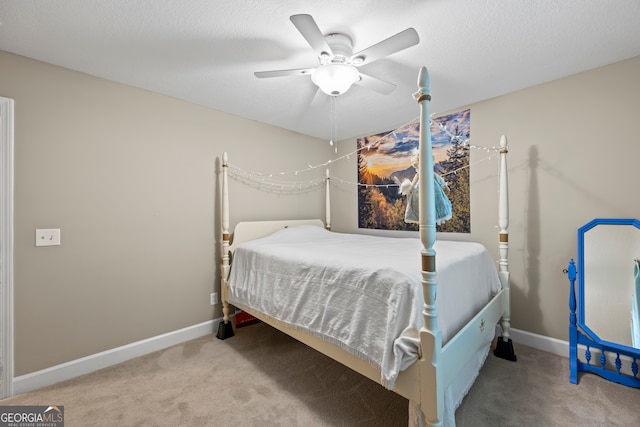 104 Nugget Ln, Ellijay, GA 30540 - bedroom featuring carpet floors, baseboards, a ceiling fan, and a textured ceiling