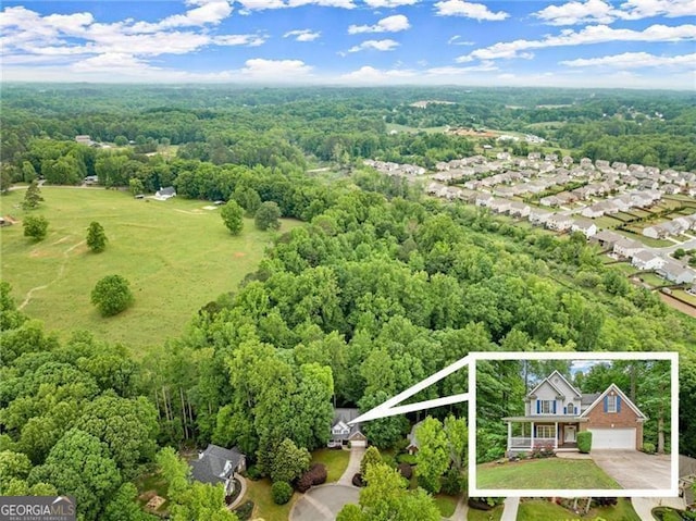 5055 Hamptons Club Dr, Alpharetta, GA 30004 - view of subject property with property boundaries highlighted and a forest