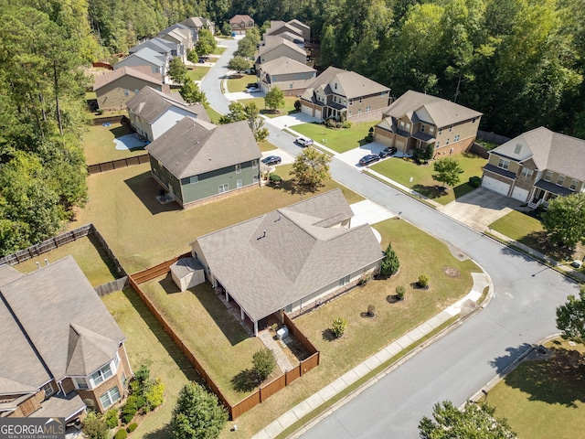bird's eye view with a residential view