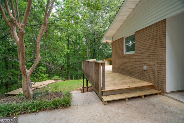 deck with a view of trees
