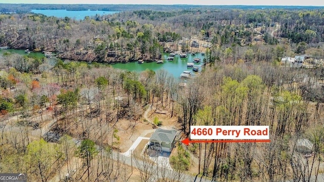 4660 Perry Rd, Gainesville, GA 30506 - view of property location with a heavily wooded area and a nearby body of water
