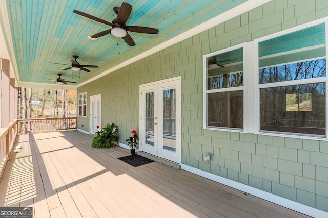 4660 Perry Rd, Gainesville, GA 30506 - wooden terrace with french doors and ceiling fan