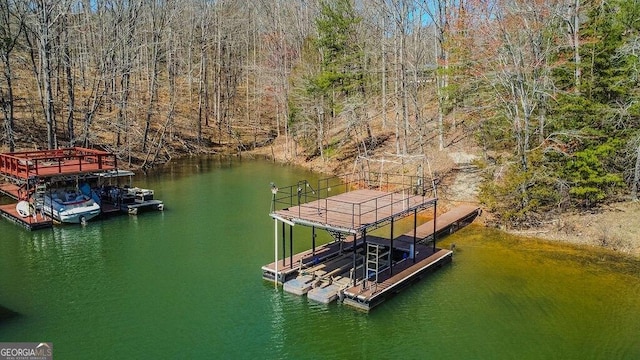 4660 Perry Rd, Gainesville, GA 30506 - dock area with a water view and a view of trees