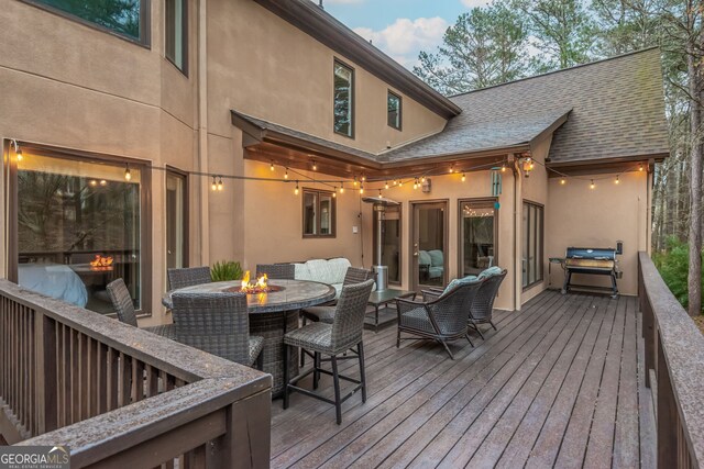 275 Tynebrae Pl, Roswell, GA 30075 - deck featuring an outdoor fire pit