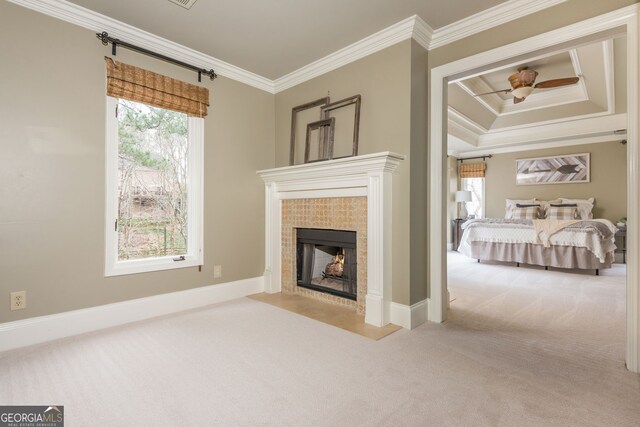 275 Tynebrae Pl, Roswell, GA 30075 - interior space with a fireplace, baseboards, and ornamental molding