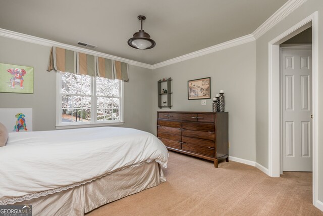 275 Tynebrae Pl, Roswell, GA 30075 - bedroom with crown molding, carpet floors, baseboards, and visible vents