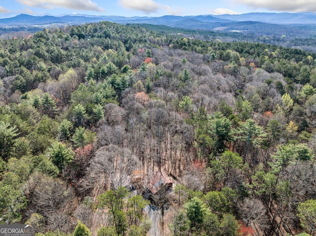 335 Misty Hollow Rd, Ellijay, GA 30536 - aerial view of property and surrounding area featuring a forest and a mountainous background