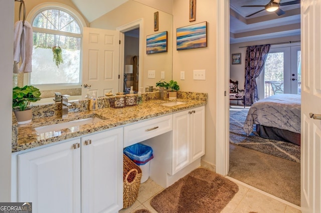 667 Cardinal Dr, Monticello, GA 31064 - full bath featuring a sink, tile patterned flooring, a ceiling fan, and plenty of natural light