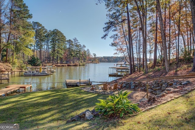 667 Cardinal Dr, Monticello, GA 31064 - view of dock featuring a water view and a yard