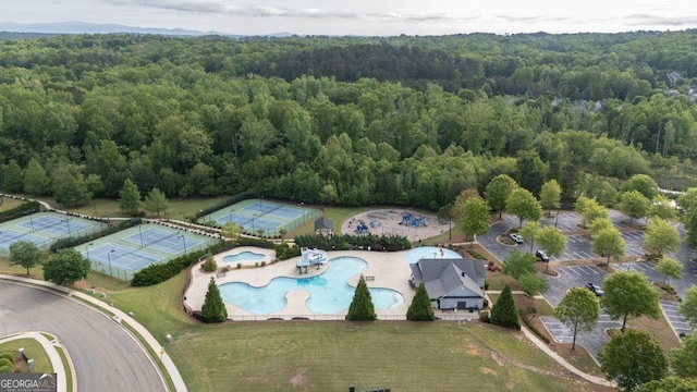 557 Winder Trl, Canton, GA 30114 - bird's eye view of a heavily wooded area