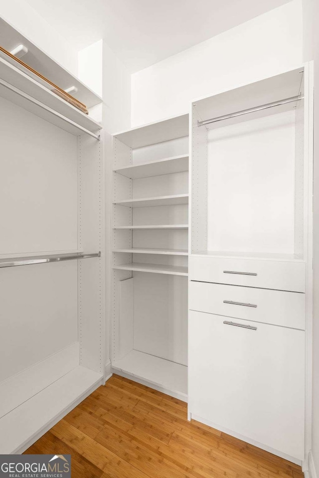 spacious closet with light wood finished floors