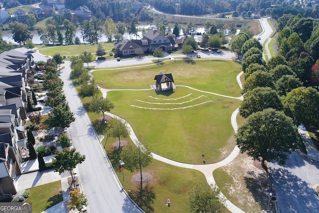 bird's eye view with a residential view and view of golf course