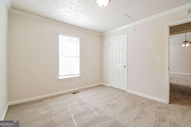 3543 Benthollow Way, Duluth, GA 30096 - unfurnished bedroom featuring attic access, carpet, baseboards, a textured ceiling, and visible vents