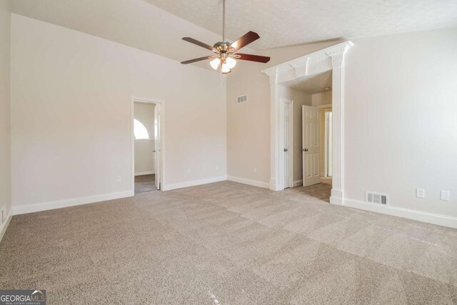 3543 Benthollow Way, Duluth, GA 30096 - carpeted spare room featuring vaulted ceiling, baseboards, ceiling fan, and visible vents