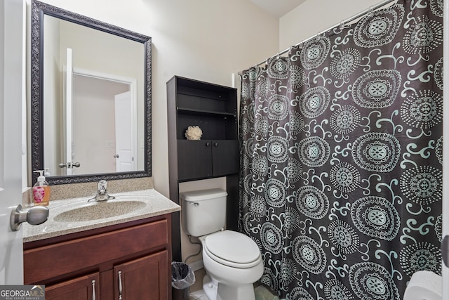 2220 Stirling Bridge Rd, Cumming, GA 30041 - full bathroom featuring curtained shower, toilet, and vanity