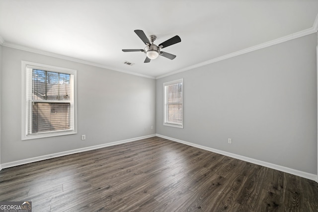 3465 Maple Valley Dr, Cumming, GA 30040 - empty room with ornamental molding, dark wood-style floors, and ceiling fan