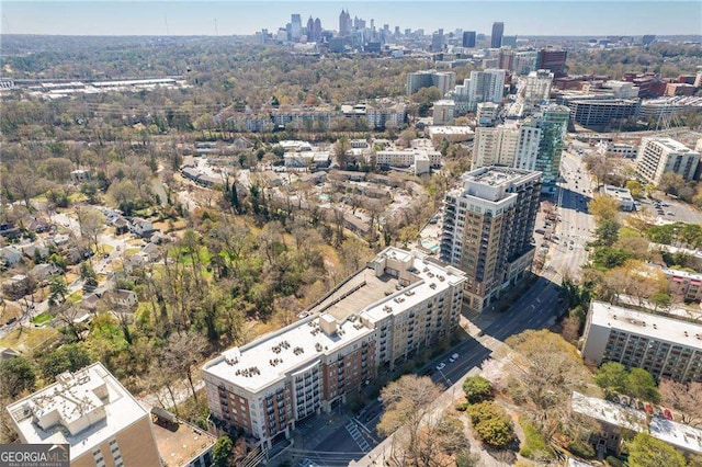 bird's eye view with a city view