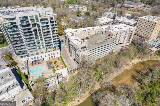 2277 Peachtree Rd NE Unit 608, Atlanta, GA 30309 - aerial view of property's location featuring a pool and apartment complex / building