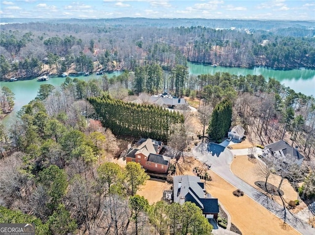 3795 Duckcove Way, Cumming, GA 30041 - aerial overview of property's location featuring a heavily wooded area and a large body of water