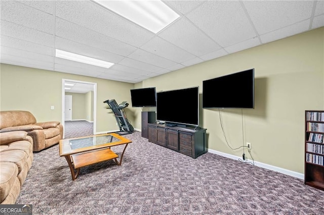 3795 Duckcove Way, Cumming, GA 30041 - carpeted living room with a paneled ceiling and baseboards