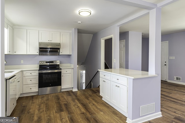 2666 Frontier Trl, Atlanta, GA 30341 - kitchen with white dishwasher, electric range, under cabinet range hood, and visible vents