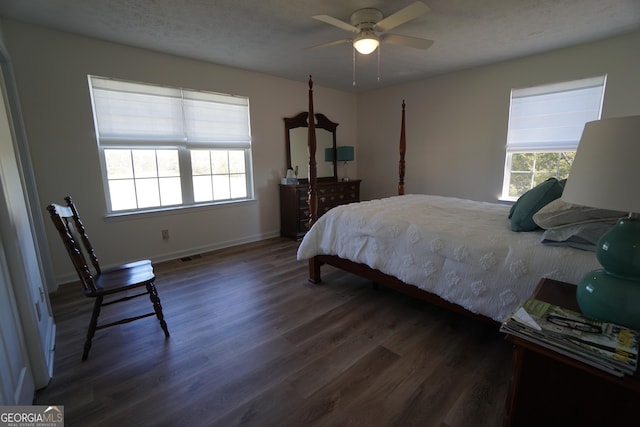 1848 Tenny Nelson Rd, Grantville, GA 30220 - bedroom featuring baseboards, a textured ceiling, visible vents, ceiling fan, and wood finished floors